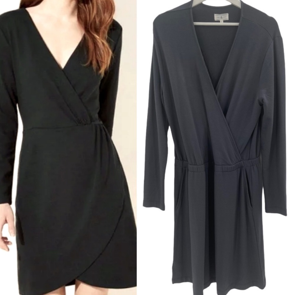Lou & Grey Dress Signature Soft Dress Faux Wrap Front Long Sleeve Size Large